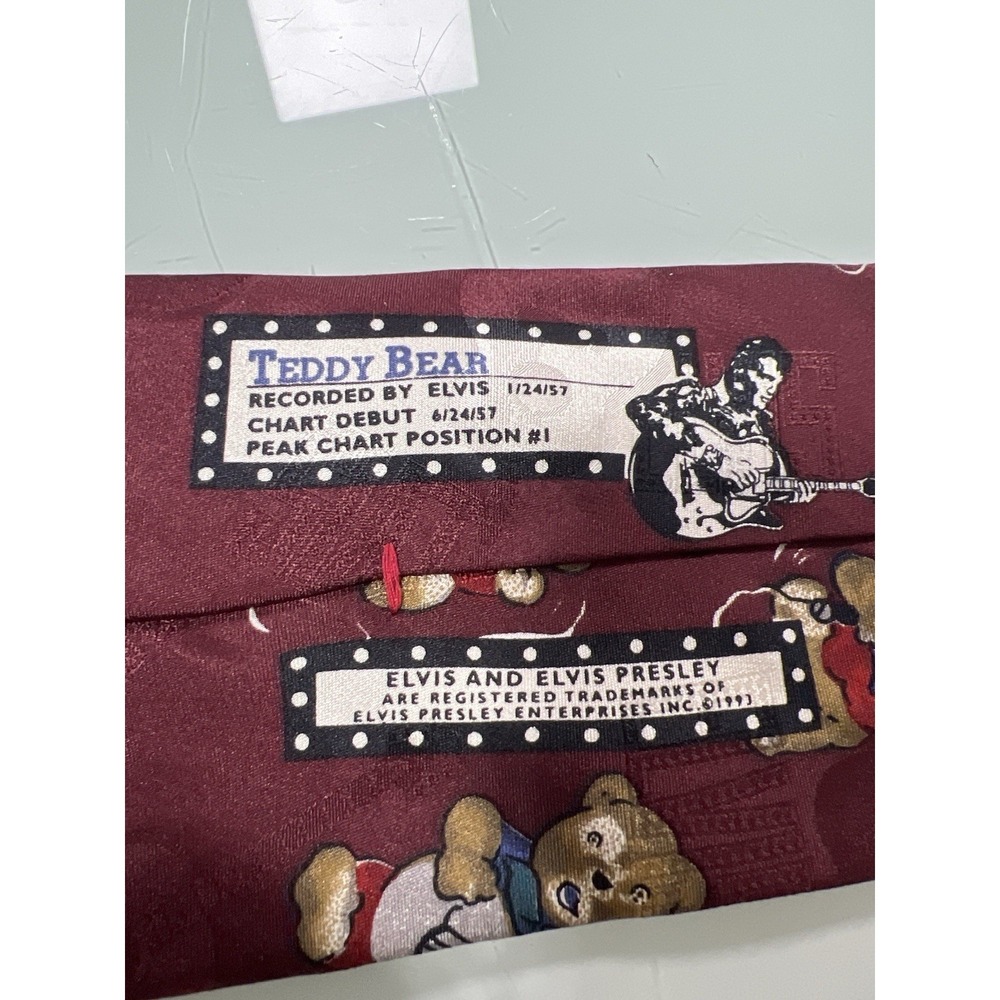 Vintage Elvis Presley Teddy Bear Tie Novelty Music Memorabilia Silk‎ USA - Picture 5 of 6